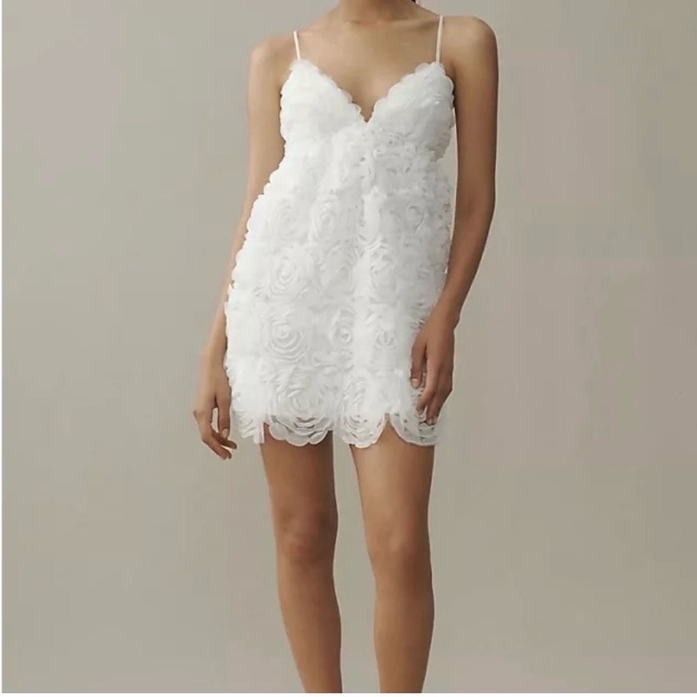 BHLDN White Rose Appliqué Mini Dress